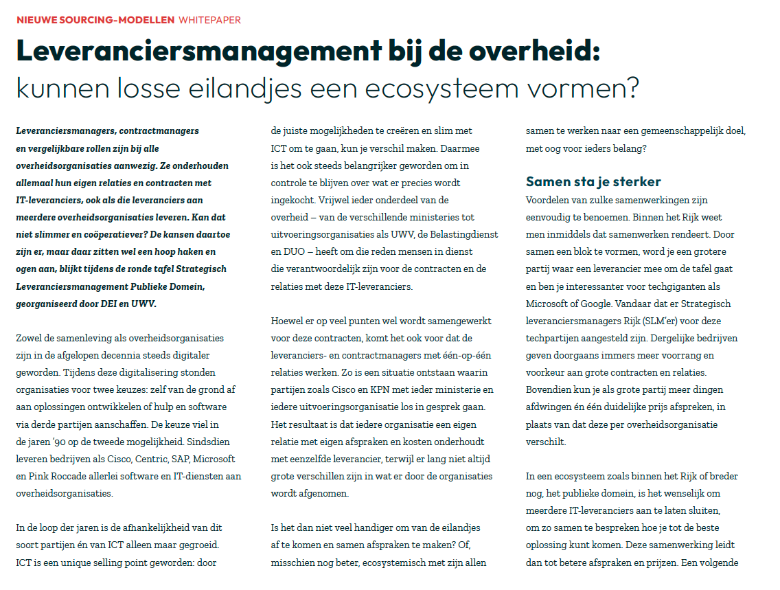 Whitepaper leveranciersmanagement bij de overheid in ITeX Jaarboek